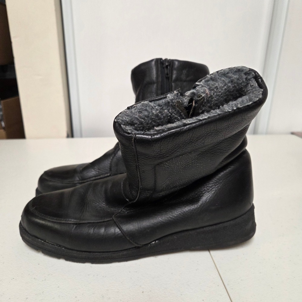 Blondo Black Leather Faux Fur Lined Winter Boots Made in Canada Womens 12
